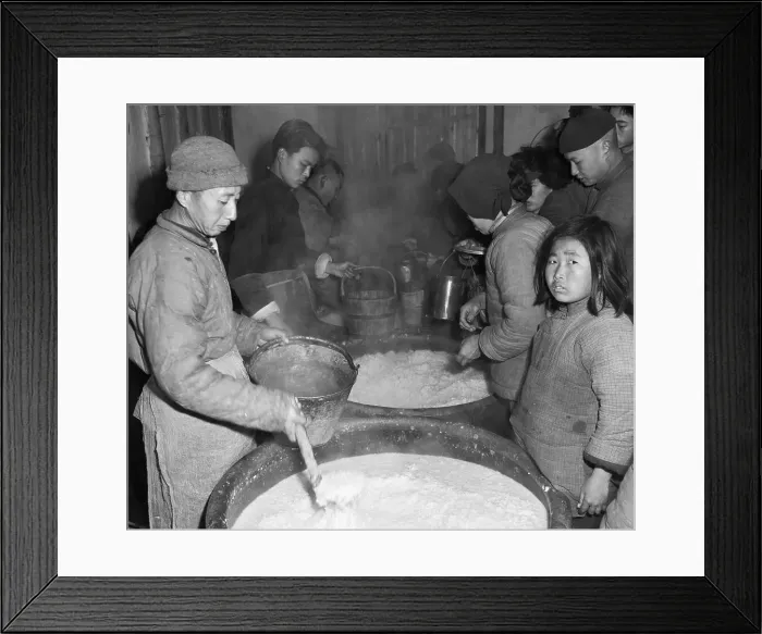 Framed Print : Girl Having Bucket Filled with Soup Framed Print : Girl Having Bucket Filled with Soup