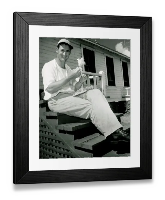 Framed Print : Ted Williams Making Fishing Flies Framed Print : Ted Williams Making Fishing Flies