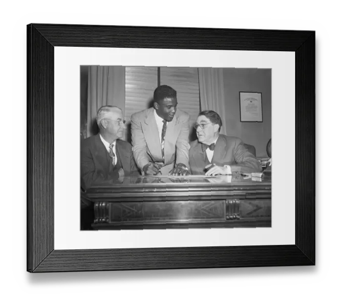 Framed Print : Jackie Robinson Signing Contract Framed Print : Jackie Robinson Signing Contract