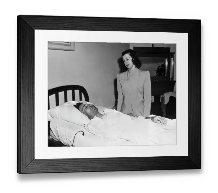 Framed Print : Valerie Hogan at Ben Hogan's Bedside Framed Print : Valerie Hogan at Ben Hogan's Bedside