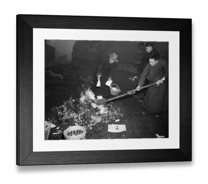 Framed Print : Men Burning Government Papers Framed Print : Men Burning Government Papers