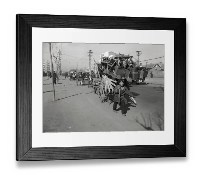Framed Print : People Fleeing Nanking with Their Possessions Framed Print : People Fleeing Nanking with Their Possessions