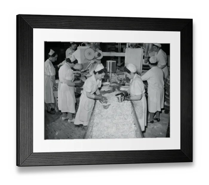 Framed Print : View of Assembly Line at Pie Factory Framed Print : View of Assembly Line at Pie Factory