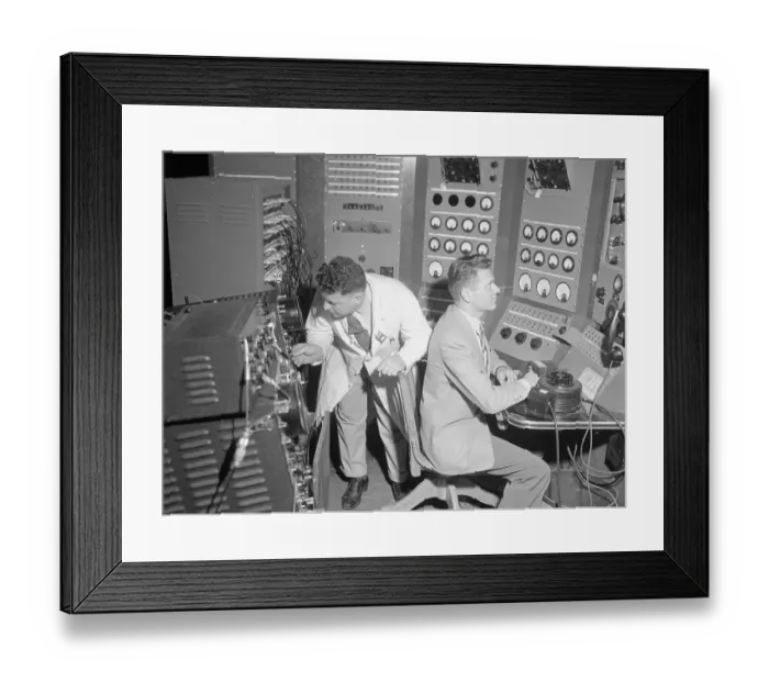 Framed Print : Walter Gibbins and Marvin Martin in Control Room Framed Print : Walter Gibbins and Marvin Martin in Control Room