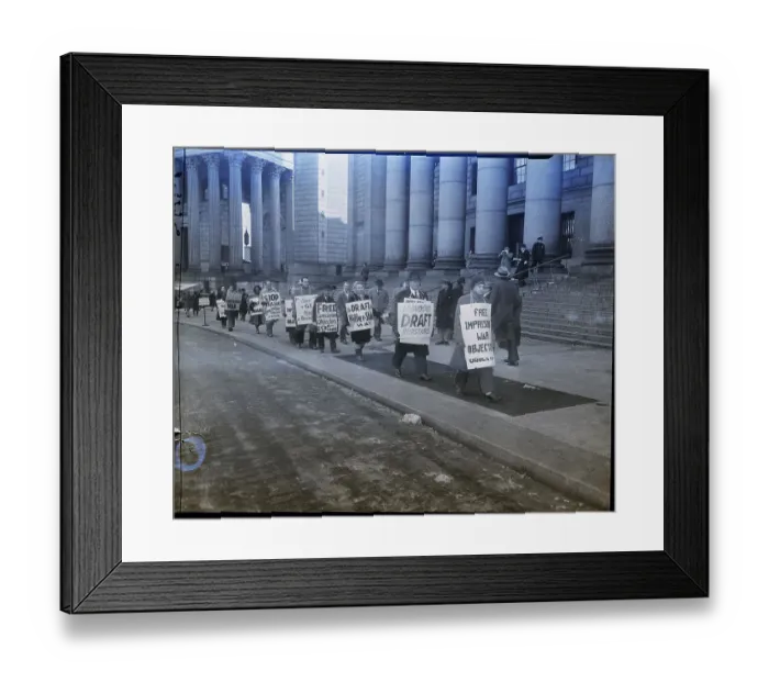 Framed Print : Pickets Are Shown Outside Of Court House Framed Print : Pickets Are Shown Outside Of Court House