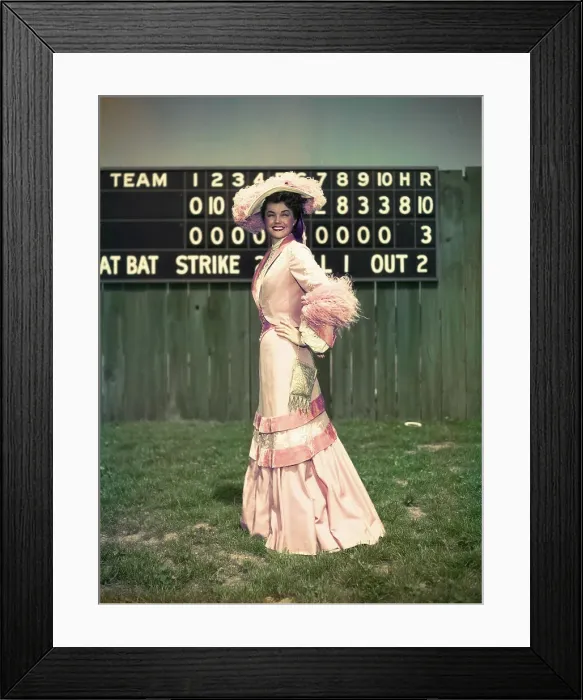 Framed Print : Ester Williams Wearing Long Pink Suit and Hat Framed Print : Ester Williams Wearing Long Pink Suit and Hat