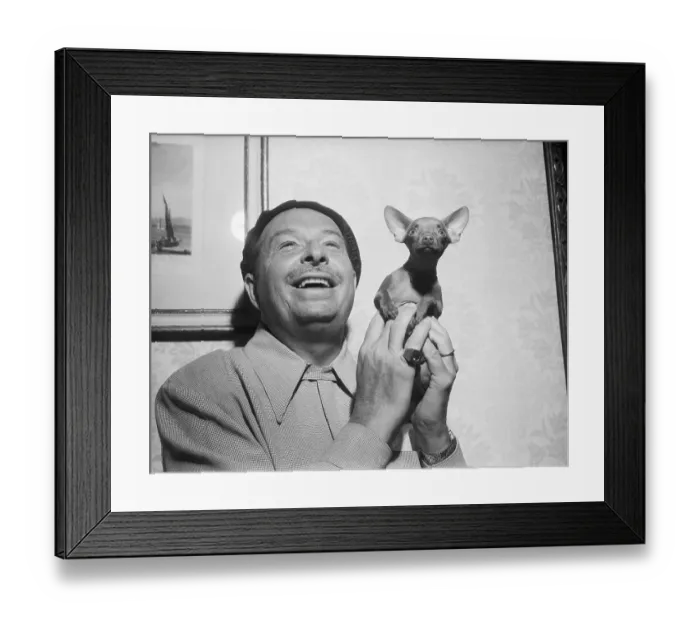 Framed Print : Xavier Cugat with His Dog Poquito Framed Print : Xavier Cugat with His Dog Poquito