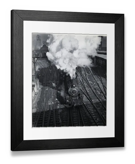 Framed Print : Overhead View of Train Going Down Tracks Framed Print : Overhead View of Train Going Down Tracks