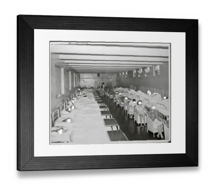 Framed Print : Patients Sitting in Chairs Near Others in Beds Framed Print : Patients Sitting in Chairs Near Others in Beds