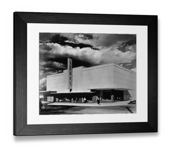 Framed Print : Sears Store on Cloudy Day