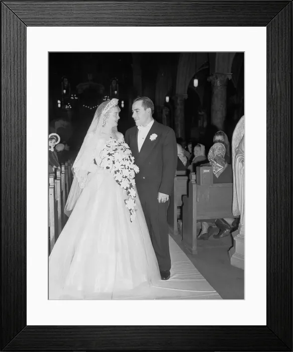 Framed Print : Yogi Berra with Newlywed Wife
