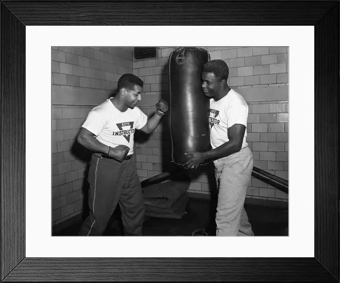 Framed Print : Jackie Robinson and Roy Campanella Working with Boxing Bag Framed Print : Jackie Robinson and Roy Campanella Working with Boxing Bag