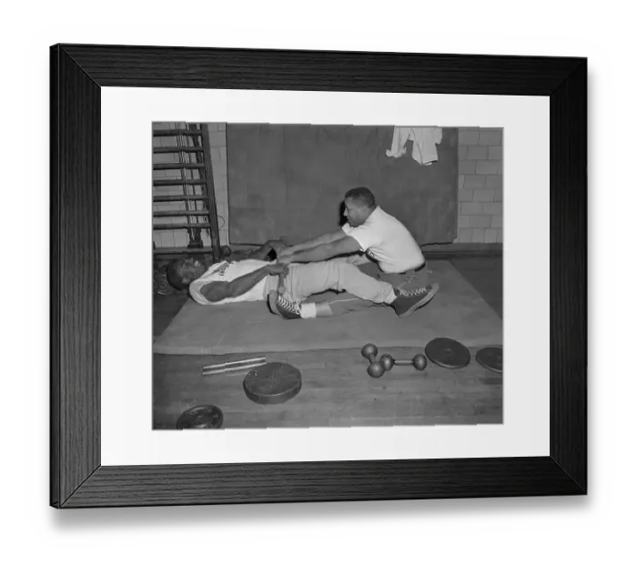 Framed Print : Roy Campanella and Jackie Robinson Exercising with Baseball Bat Framed Print : Roy Campanella and Jackie Robinson Exercising with Baseball Bat