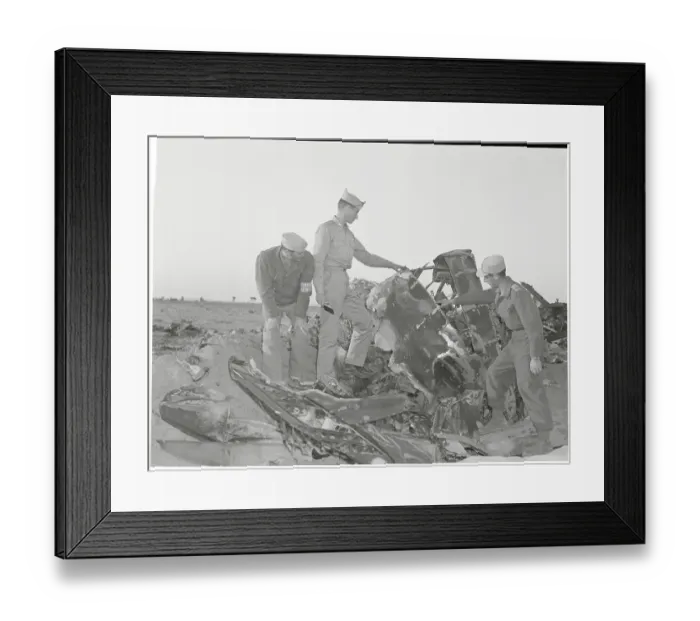 Framed Print : Men Examining Wreckage Framed Print : Men Examining Wreckage