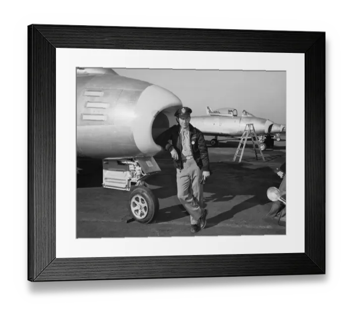 Framed Print : Chuck Yeager Standing by F-86 Sabre Framed Print : Chuck Yeager Standing by F-86 Sabre