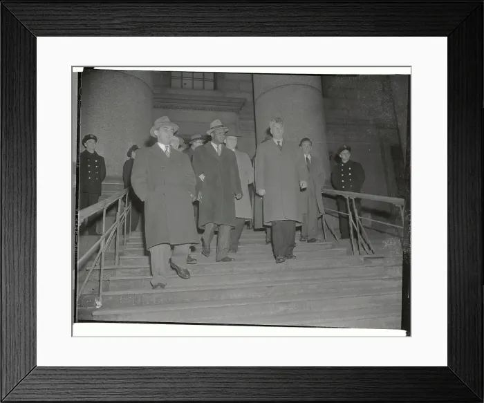 Framed Print : Four Defendants in Communist Spy Trial Leaving Federal Building Framed Print : Four Defendants in Communist Spy Trial Leaving Federal Building
