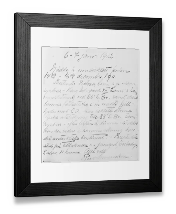 Framed Print : Photo of Roald Amundsen's Note in Rock Cairn Framed Print : Photo of Roald Amundsen's Note in Rock Cairn