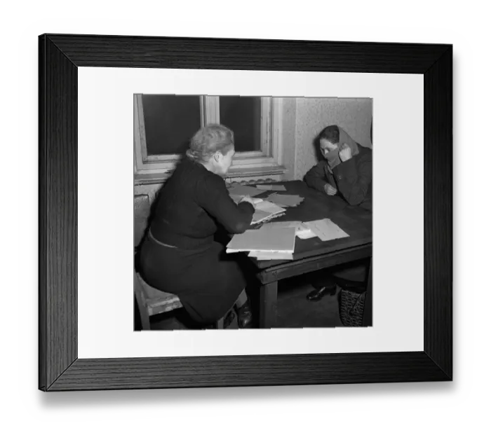 Framed Print : Welfare Worker Interviewing Refugee Framed Print : Welfare Worker Interviewing Refugee