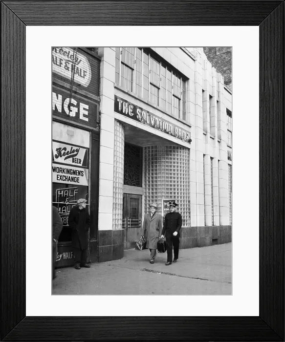 Framed Print : Pedestrians Passing by the Exterior of Salvation Army Framed Print : Pedestrians Passing by the Exterior of Salvation Army