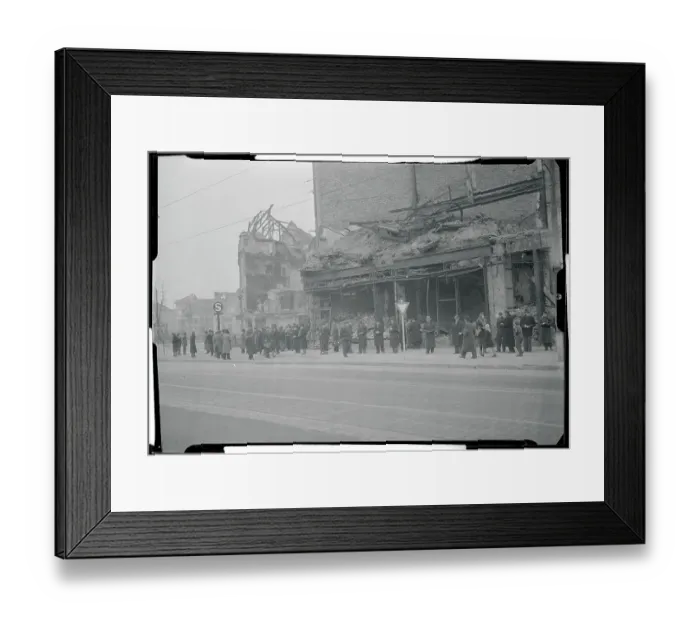 Framed Print : Black Market Outside Damaged Building Framed Print : Black Market Outside Damaged Building