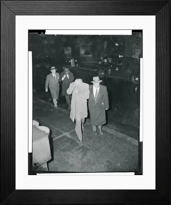 Framed Print : Basketball Gamblers Being Led to Stationhouse