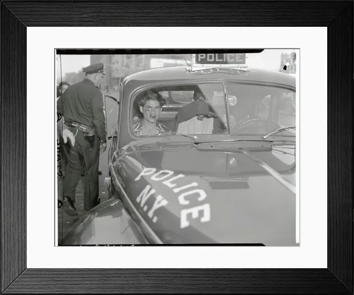 Framed Print : Injured Boys in Police Car Framed Print : Injured Boys in Police Car