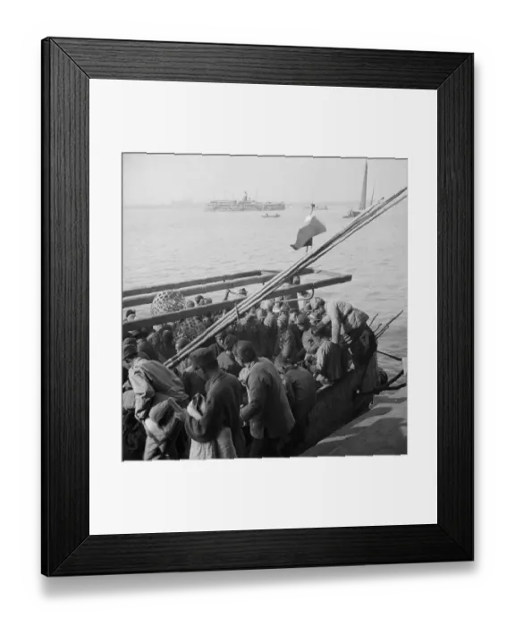 Framed Print : Refugees Crowd Onto Boat Leaving China Framed Print : Refugees Crowd Onto Boat Leaving China