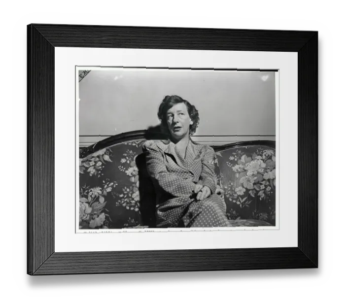 Framed Print : Lillian Hellmann Sitting on Sofa at Home Framed Print : Lillian Hellmann Sitting on Sofa at Home