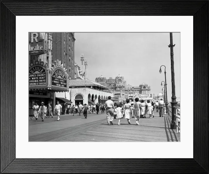 Framed Print : Boardwalk Scene Warner Theatre on Left Framed Print : Boardwalk Scene Warner Theatre on Left