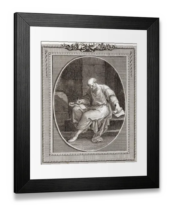 Framed Print : Socrates Writes Hymn;Death Sentence;Engr Framed Print : Socrates Writes Hymn;Death Sentence;Engr