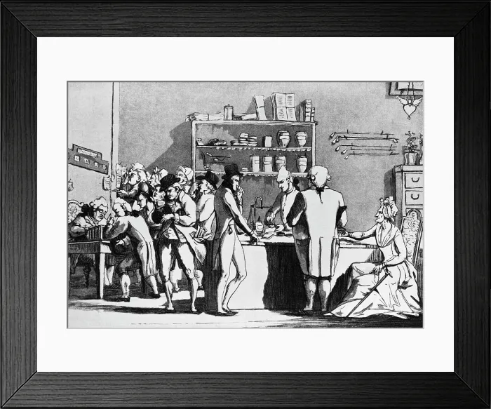 Framed Print : Apothecary Shop with Doctors and Customers