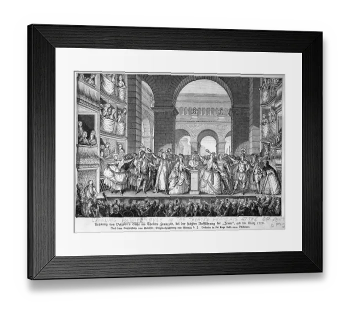 Framed Print : Crowning of Voltaire's Bust in Theatre Francais, Paris 1778