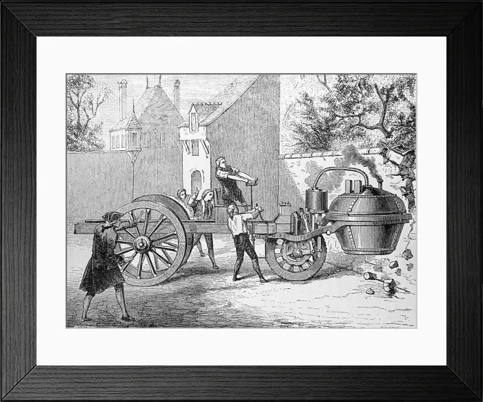 Framed Print : Steam Engine Crushing A Wall, 1770 Framed Print : Steam Engine Crushing A Wall, 1770
