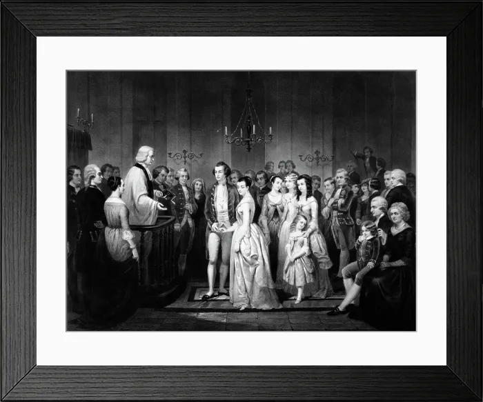 Framed Print : Marriage of George Washington and Martha Curtis Framed Print : Marriage of George Washington and Martha Curtis