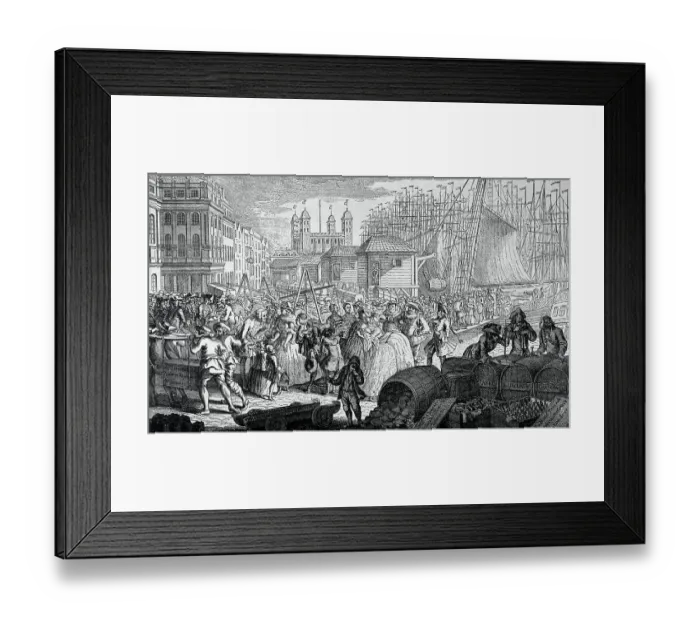 Framed Print : People Unloading Imports from France Framed Print : People Unloading Imports from France