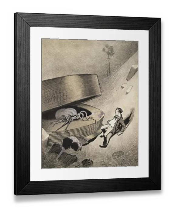 Framed Print : Illustration of a Man Encountering a Martian by Alvim Correa Framed Print : Illustration of a Man Encountering a Martian by Alvim Correa