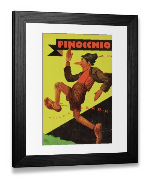 Framed Print : Depiction of a Running Pinocchio