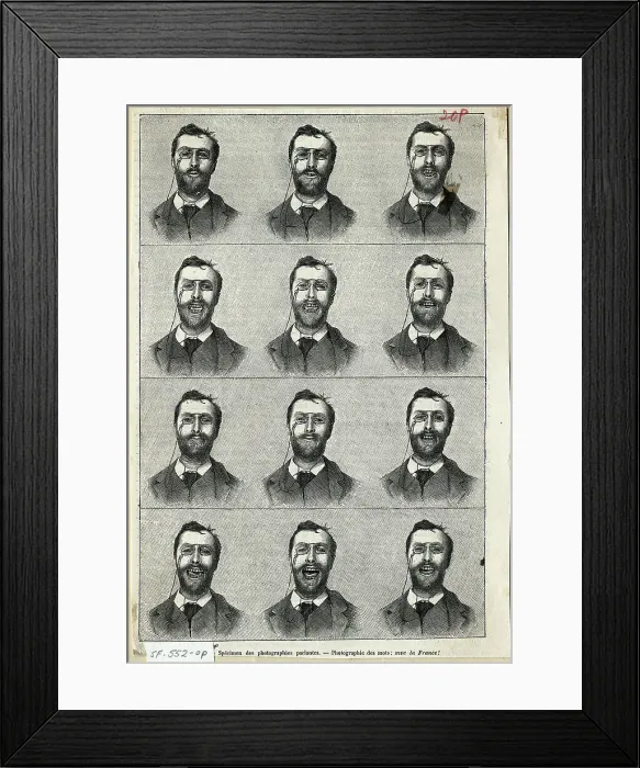 Framed Print : Illus. Sequence Of Man Pronouncing Word Framed Print : Illus. Sequence Of Man Pronouncing Word