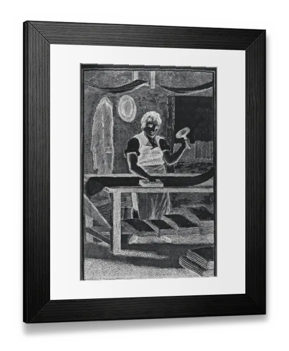 Framed Print : Illustration Depicting a Calico Printer Framed Print : Illustration Depicting a Calico Printer
