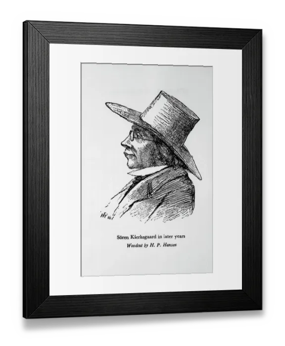 Framed Print : Woodcut Of Philosopher Soren Kierkegard Framed Print : Woodcut Of Philosopher Soren Kierkegard