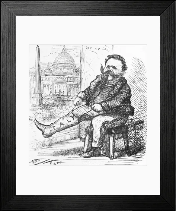 Framed Print : Victor Emmanuel Putting on Boot of Italy Framed Print : Victor Emmanuel Putting on Boot of Italy