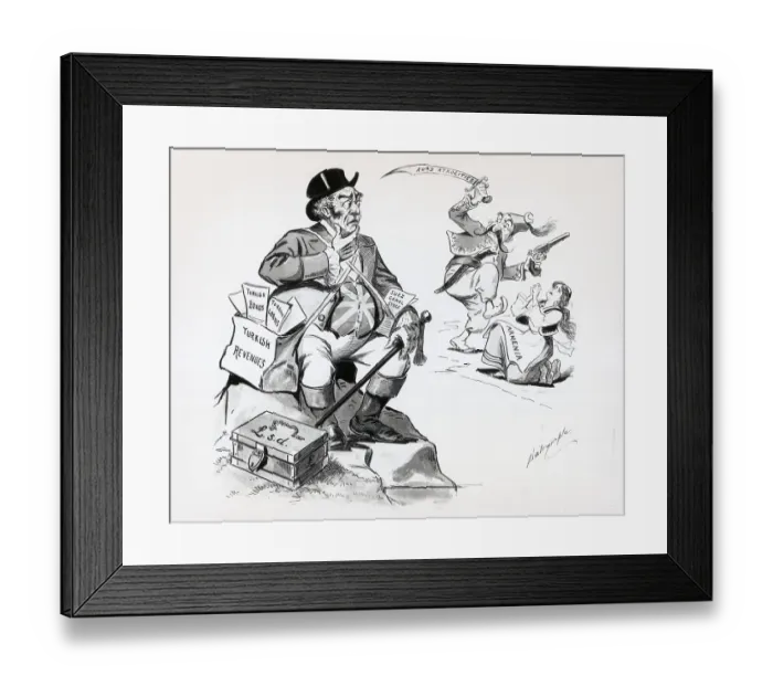 Framed Print : John Bulls Dilemma, Lithograph 1895 Framed Print : John Bulls Dilemma, Lithograph 1895