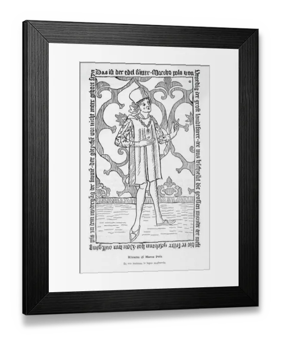 Framed Print : Woodcut Portrait of Marco Polo Framed Print : Woodcut Portrait of Marco Polo