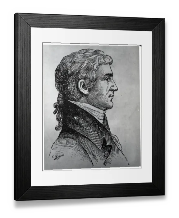 Framed Print : Meriwether Lewis In Woodcut Framed Print : Meriwether Lewis In Woodcut