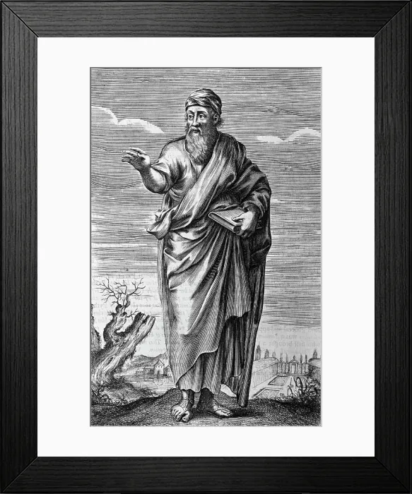 Framed Print : Illustration of Pythagoras Holding Book Framed Print : Illustration of Pythagoras Holding Book