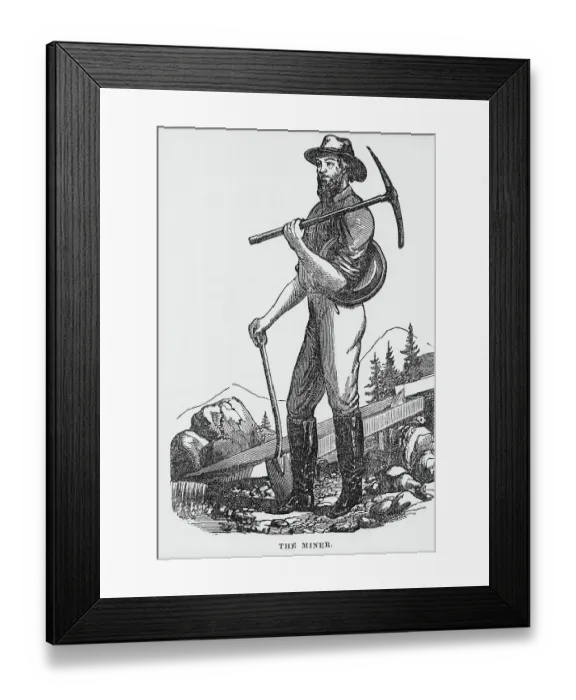 Framed Print : Illustration of a California Gold Miner Framed Print : Illustration of a California Gold Miner
