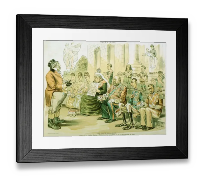 Framed Print : Political Cartoon of Queen Victoria Panhandling Framed Print : Political Cartoon of Queen Victoria Panhandling