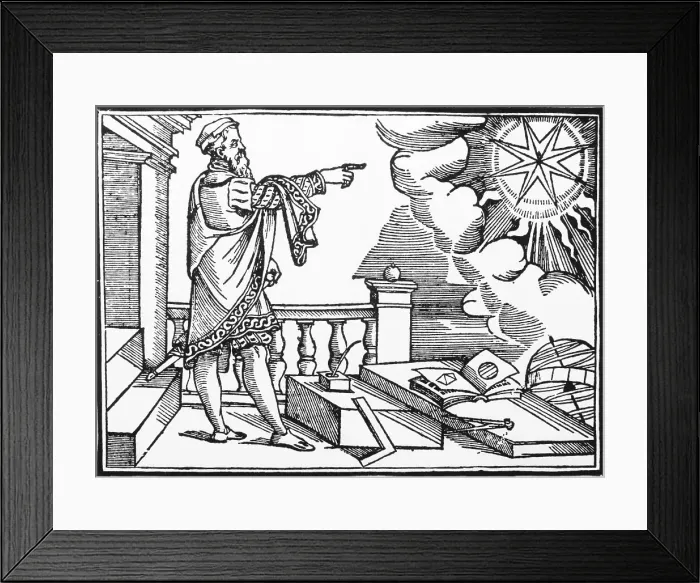 Framed Print : Astronomer Pointing To Celestial Phenom Framed Print : Astronomer Pointing To Celestial Phenom