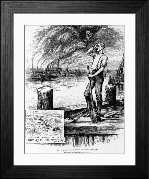 Framed Print : Cartoon of Air Pollution Engulfing City Framed Print : Cartoon of Air Pollution Engulfing City
