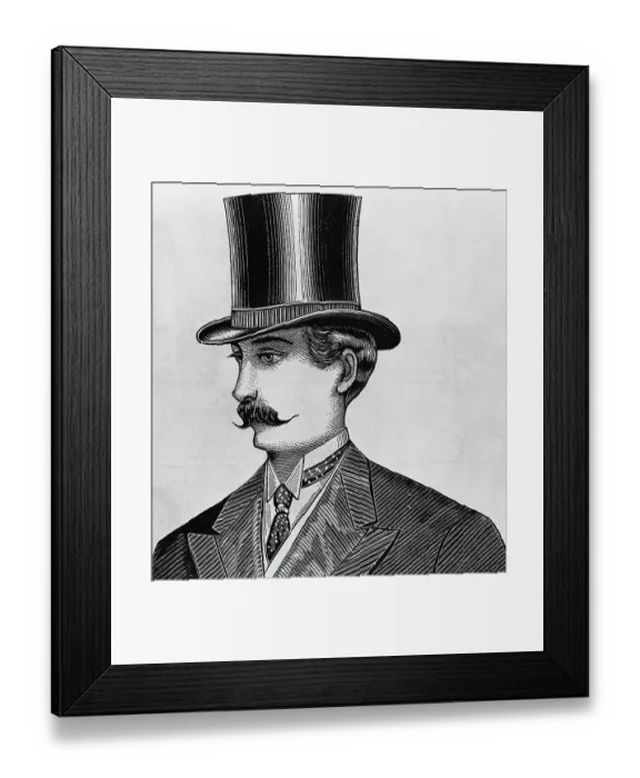 Framed Print : Woodcut Of Man In Top Hat Framed Print : Woodcut Of Man In Top Hat
